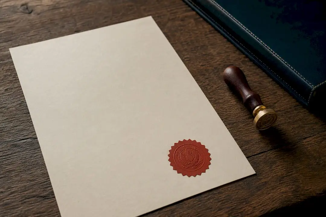 Notarial deed with seal and stamp