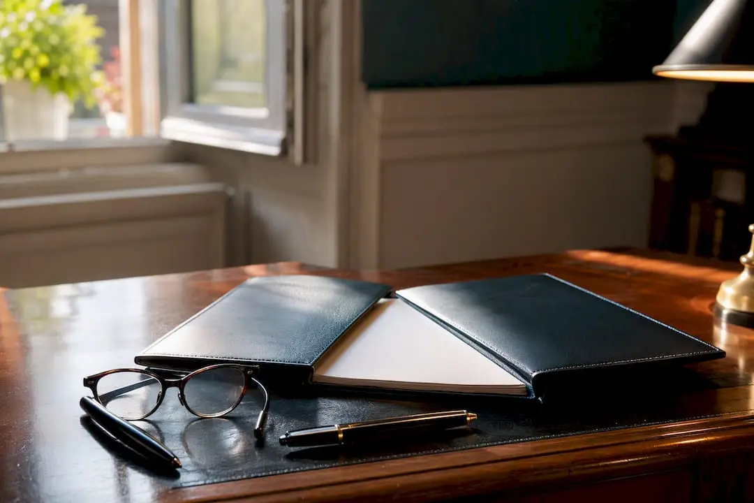 Italian notary office folder and pen