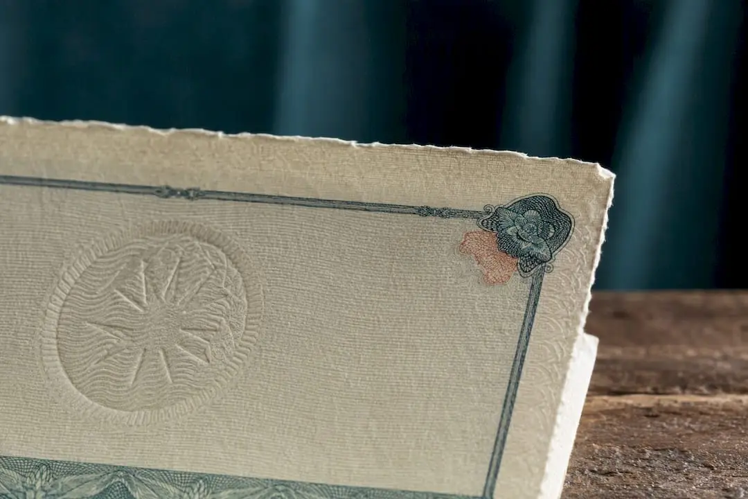 Close-up of bank draft security features