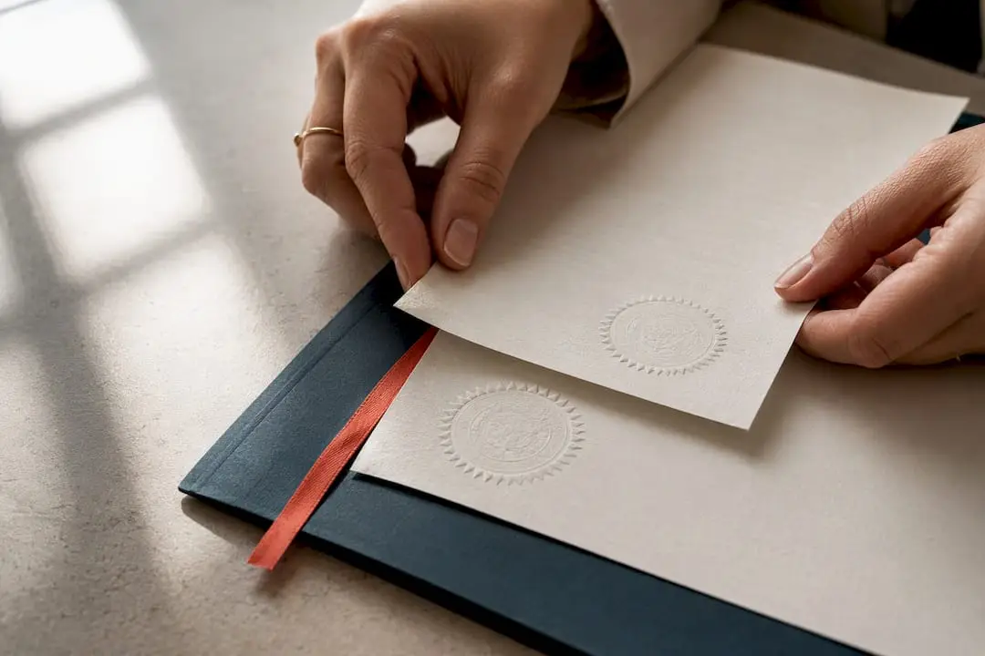 Apostille seal beside translated power document