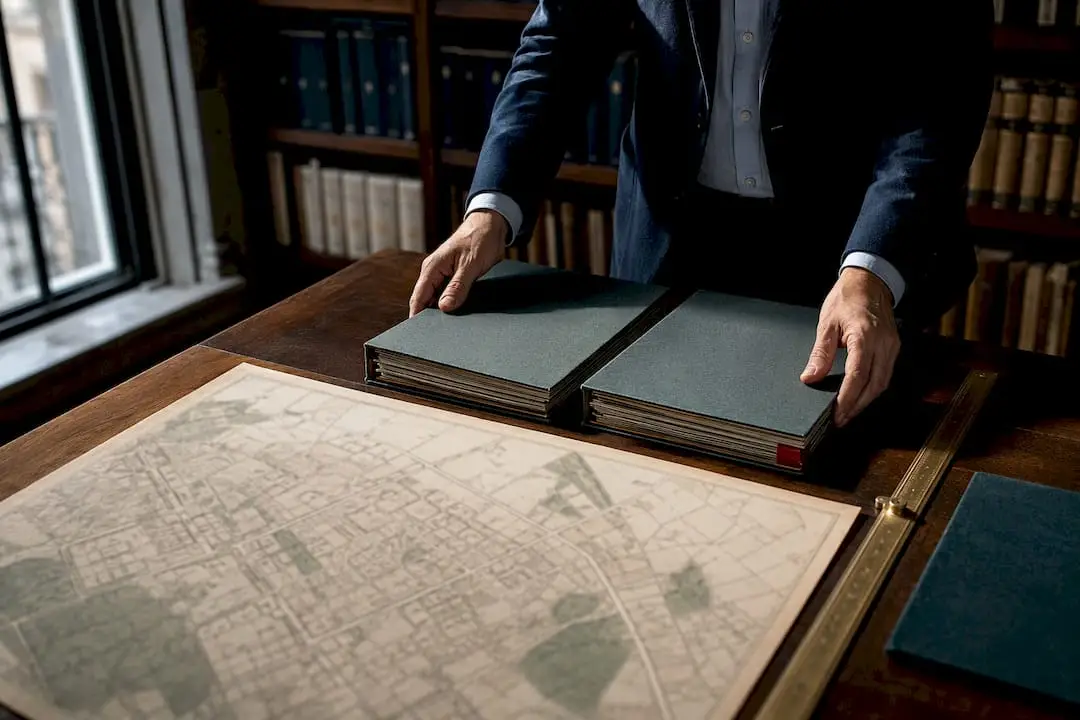 Cadastral map and Italian registry folders